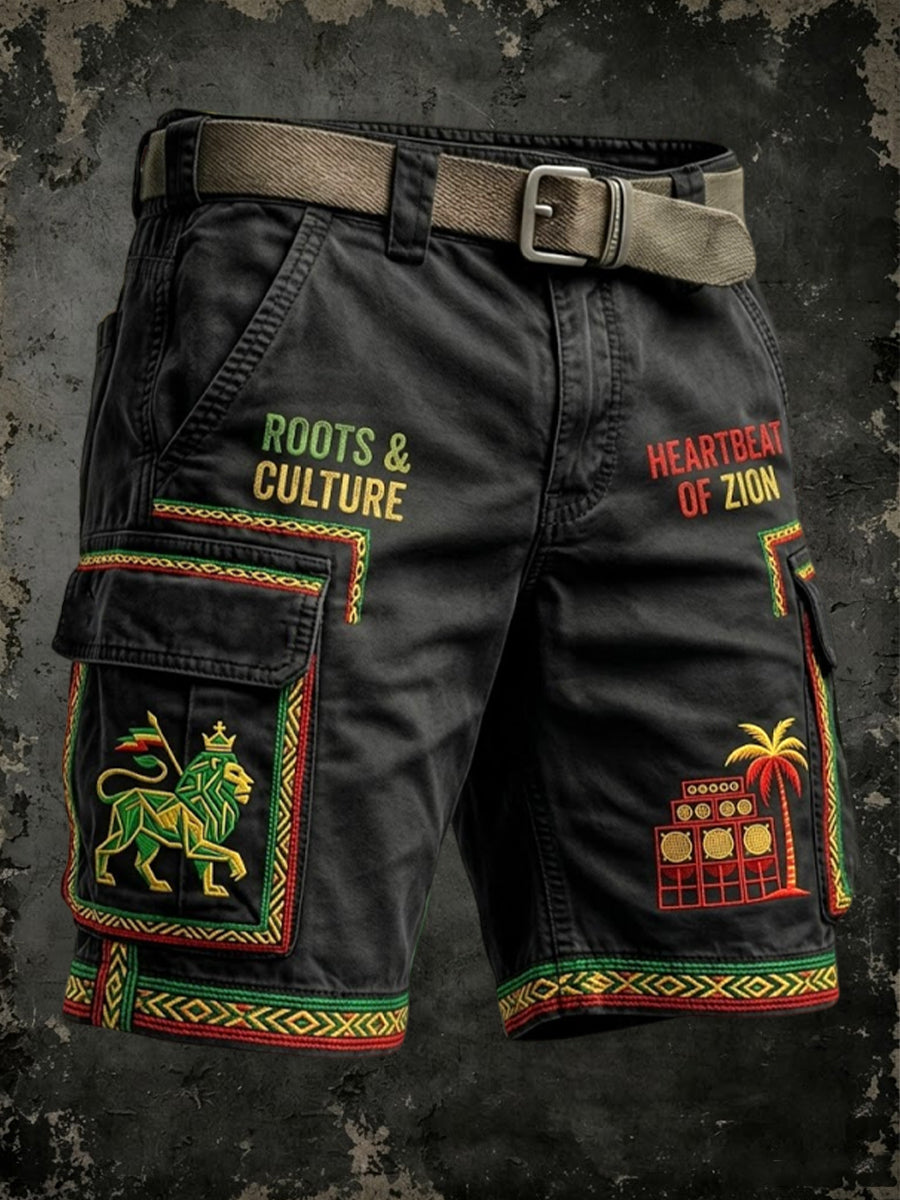 Short de travail décontracté rétro inspiré du reggae pour homme
