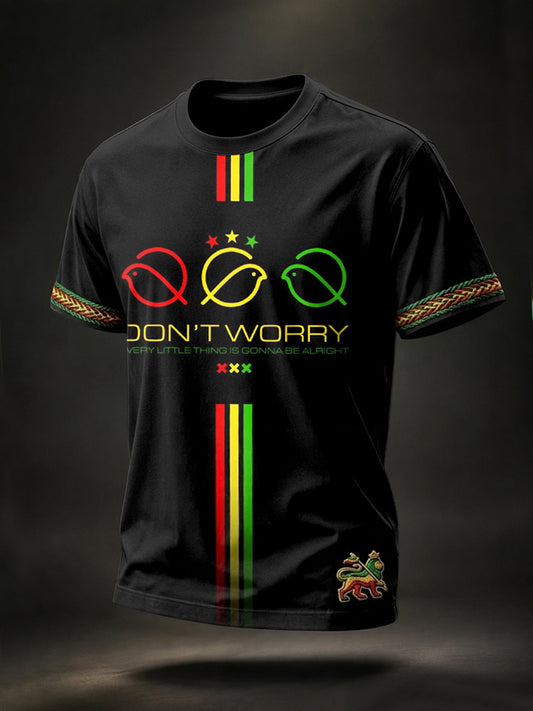 Retro Every Little Thing Is Gonna Be Alright T-shirt décontracté à rayures pour hommes