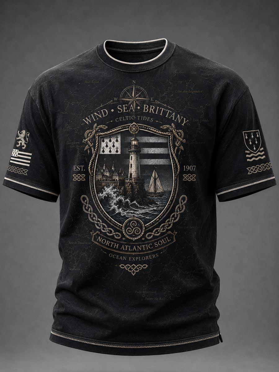 T-shirt pour hommes imprimé celtique de Bretagne, France