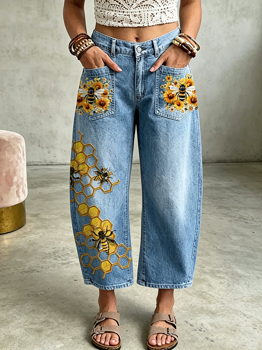 Pantalon Femme Animal Bees Art Print avec Poches