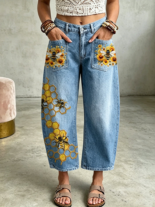 Pantalon Femme Animal Bees Art Print avec Poches