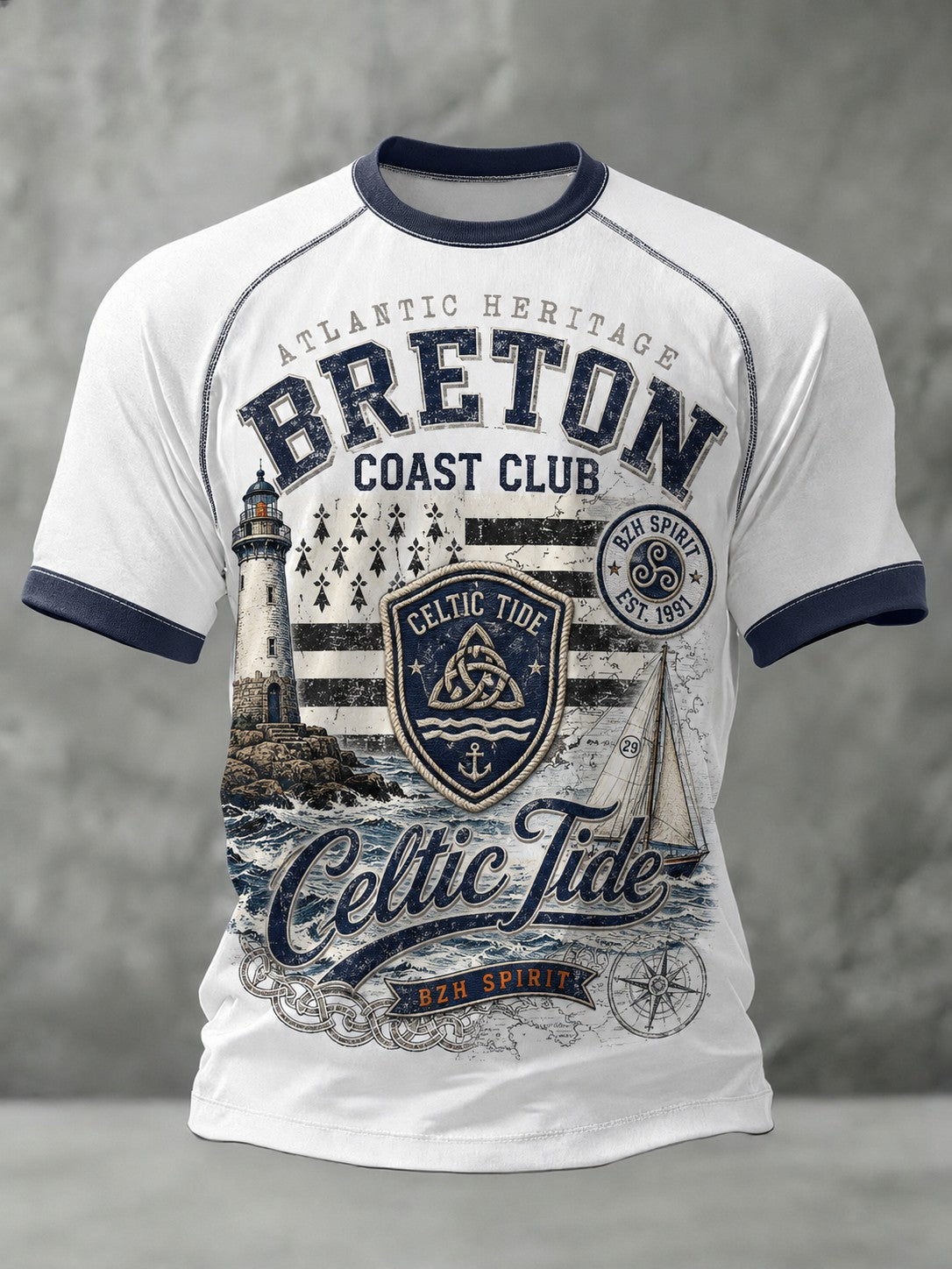 T-shirt pour hommes imprimé celtique de Bretagne, France