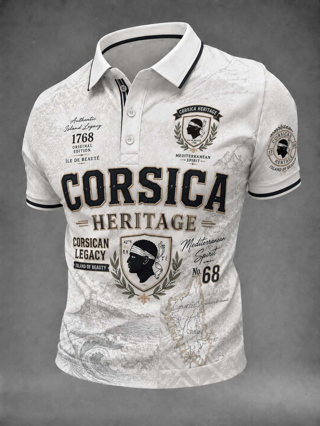 Chemise pour homme à imprimé drapeau de la Corse