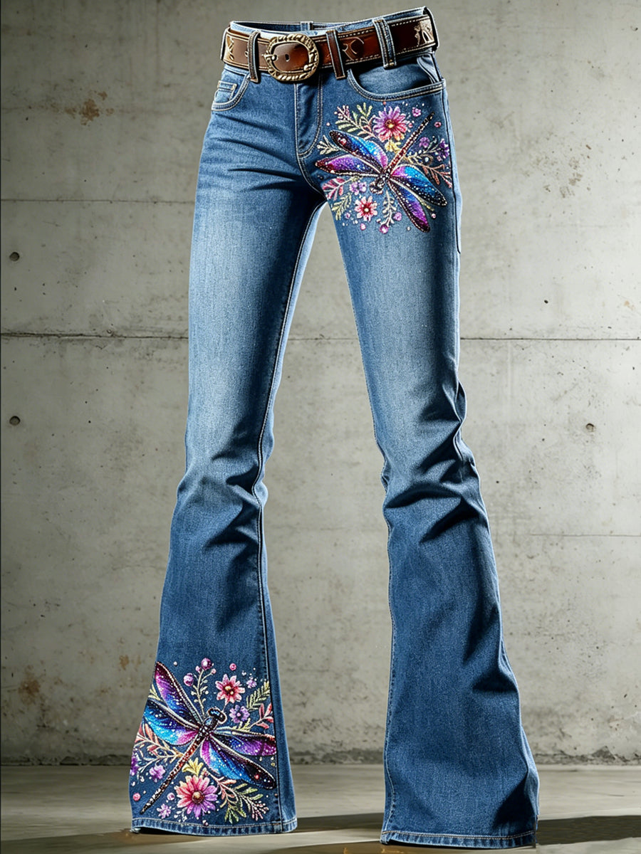 Pantalon évasé à imprimé chat pour femme