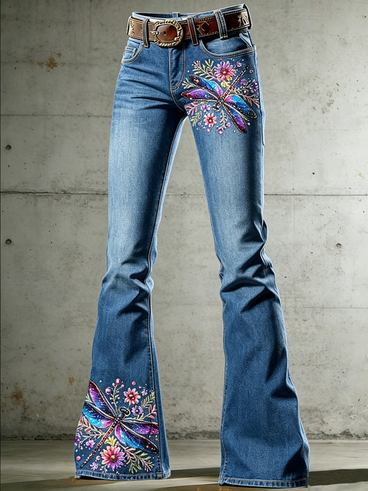 Pantalon évasé à imprimé chat pour femme