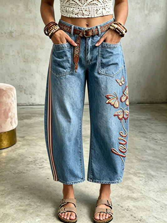 Pantalon Femme Animal Papillon Art Imprimé avec Poches