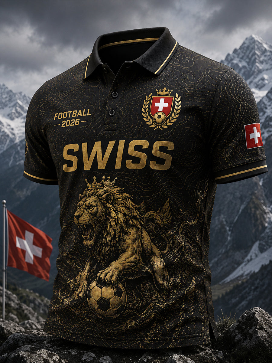 Polo Homme Manches Courtes Imprimé Lion Football