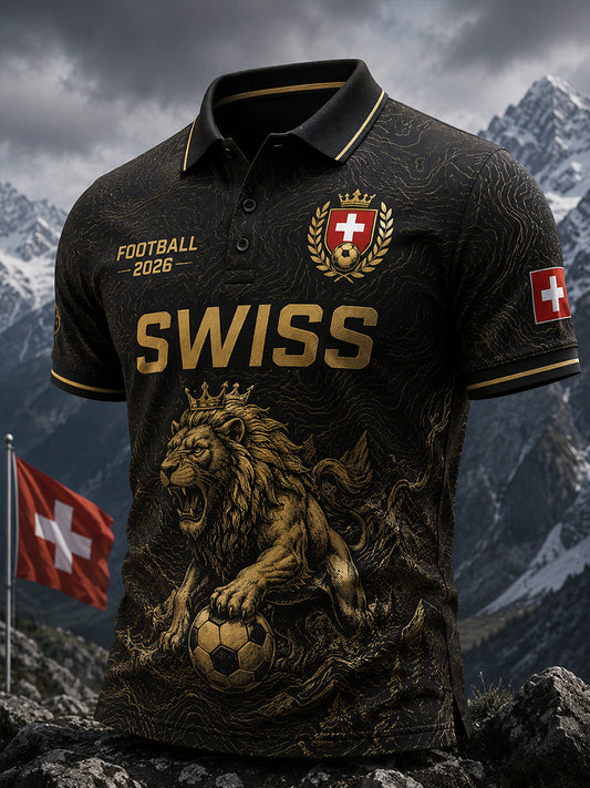 Polo Homme Manches Courtes Imprimé Lion Football