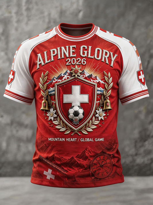 T-shirt pour homme Swiss Football Lover Art Imprimé
