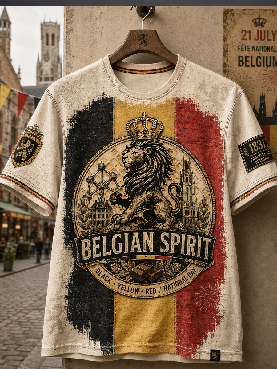 T-shirt imprimé pour hommes Belgium National Day 21th july