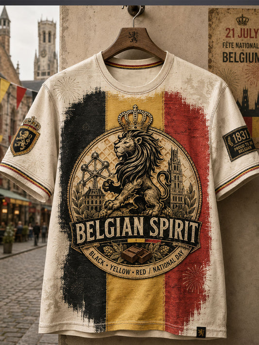 T-shirt imprimé pour hommes Belgium National Day 21th july