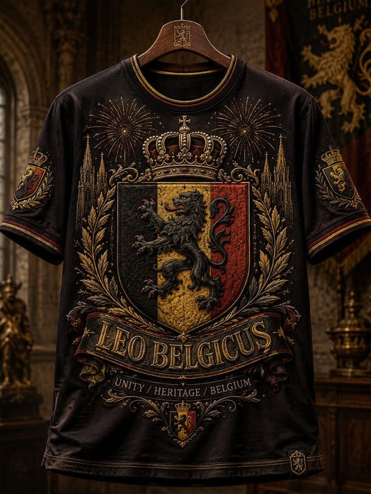 T-shirt imprimé pour la fête nationale belge du 21 juillet, modèle homme