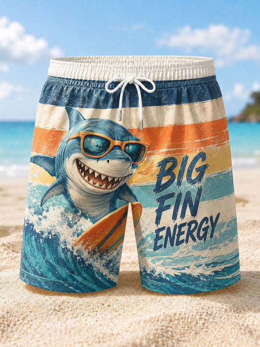 Short de plage imprimé BIG FIN ENERGY pour homme