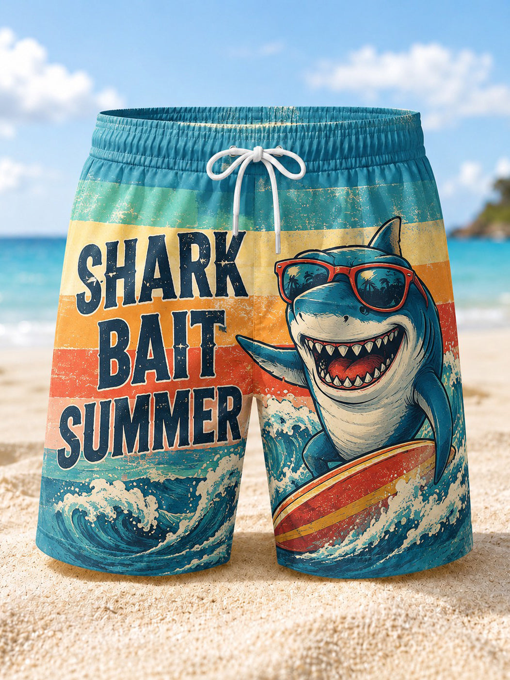Short de plage imprimé SHARK BAIT SUMMER pour homme