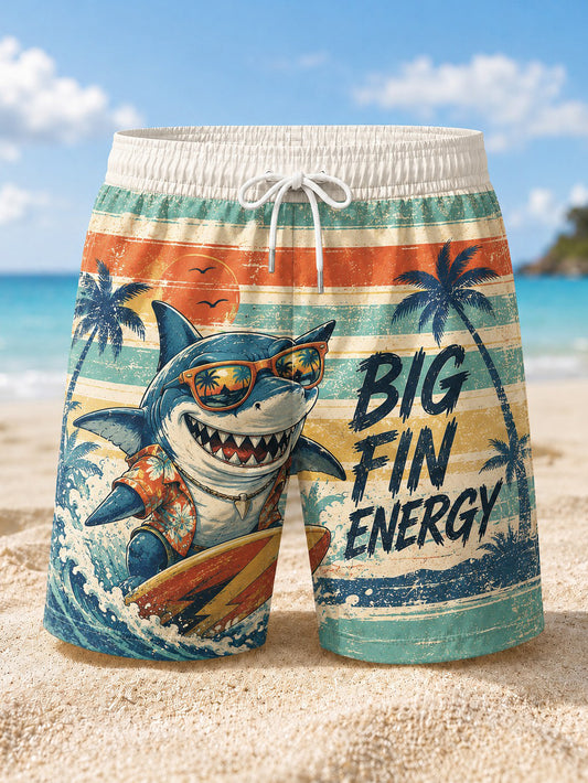 Short de plage imprimé BIG FIN ENERGY pour homme