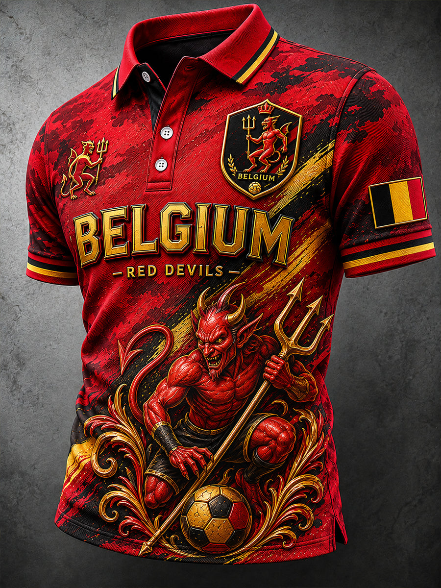 Polo à manches courtes pour homme avec imprimé footballistique