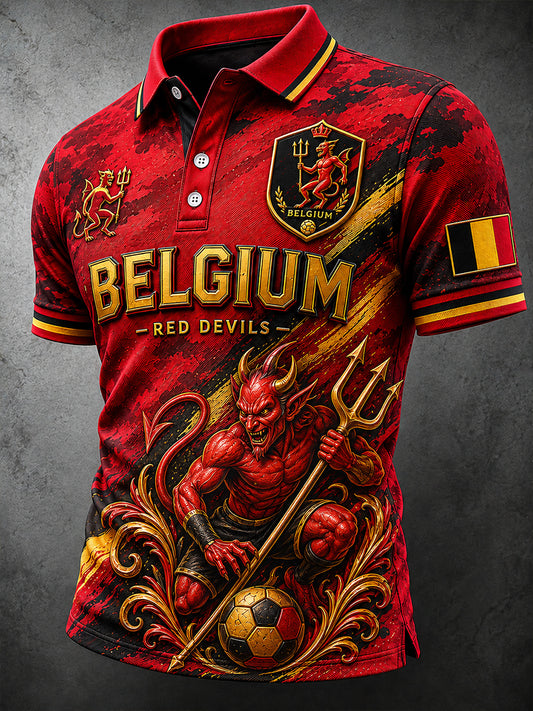 Polo à manches courtes pour homme avec imprimé footballistique