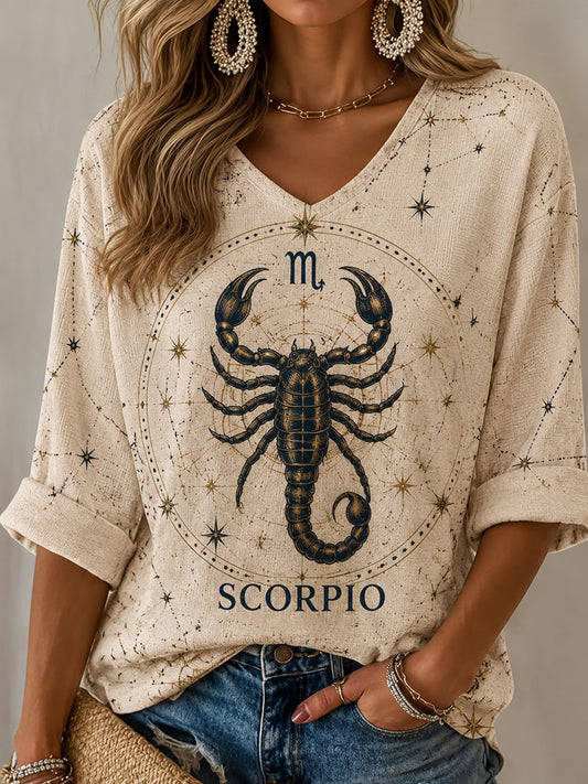 T-shirt décontracté à thème Horoscope Scorpion pour femmes
