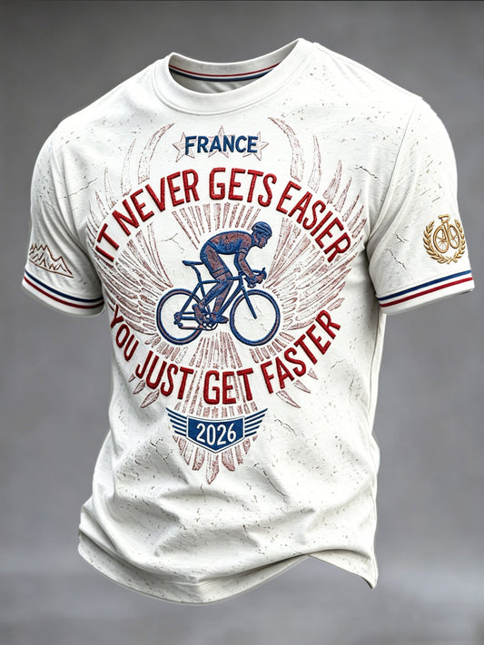 T-shirt Décontracté Homme Imprimé Français Tour de France Blanc