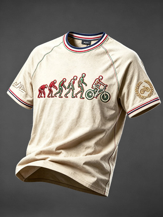 T-shirt décontracté imprimé cyclisme vintage français pour hommes