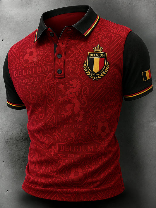 Polo à manches courtes pour homme avec imprimé footballistique