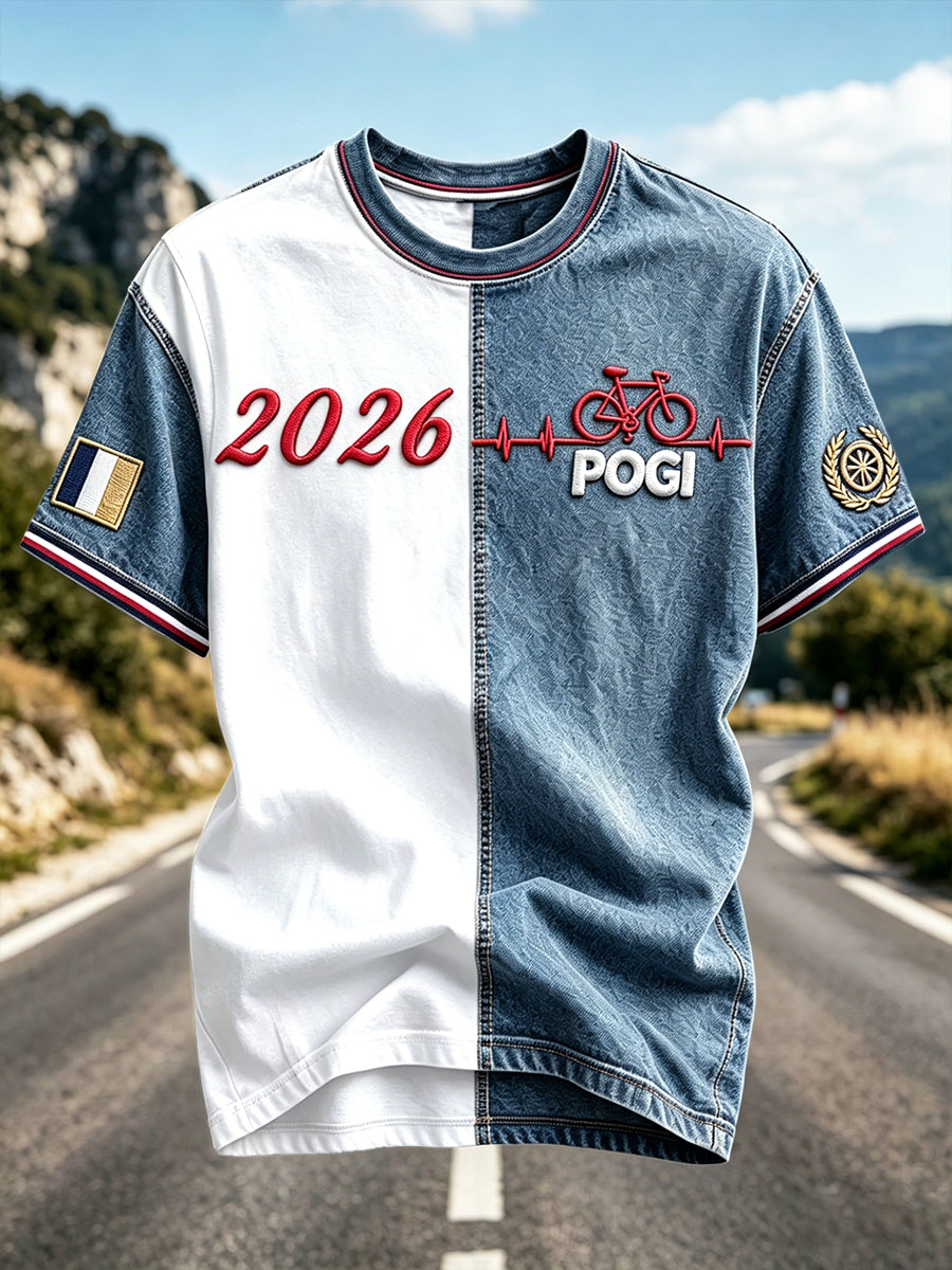T-shirt Décontracté Tour de France 2026 POGI Denim Print Homme