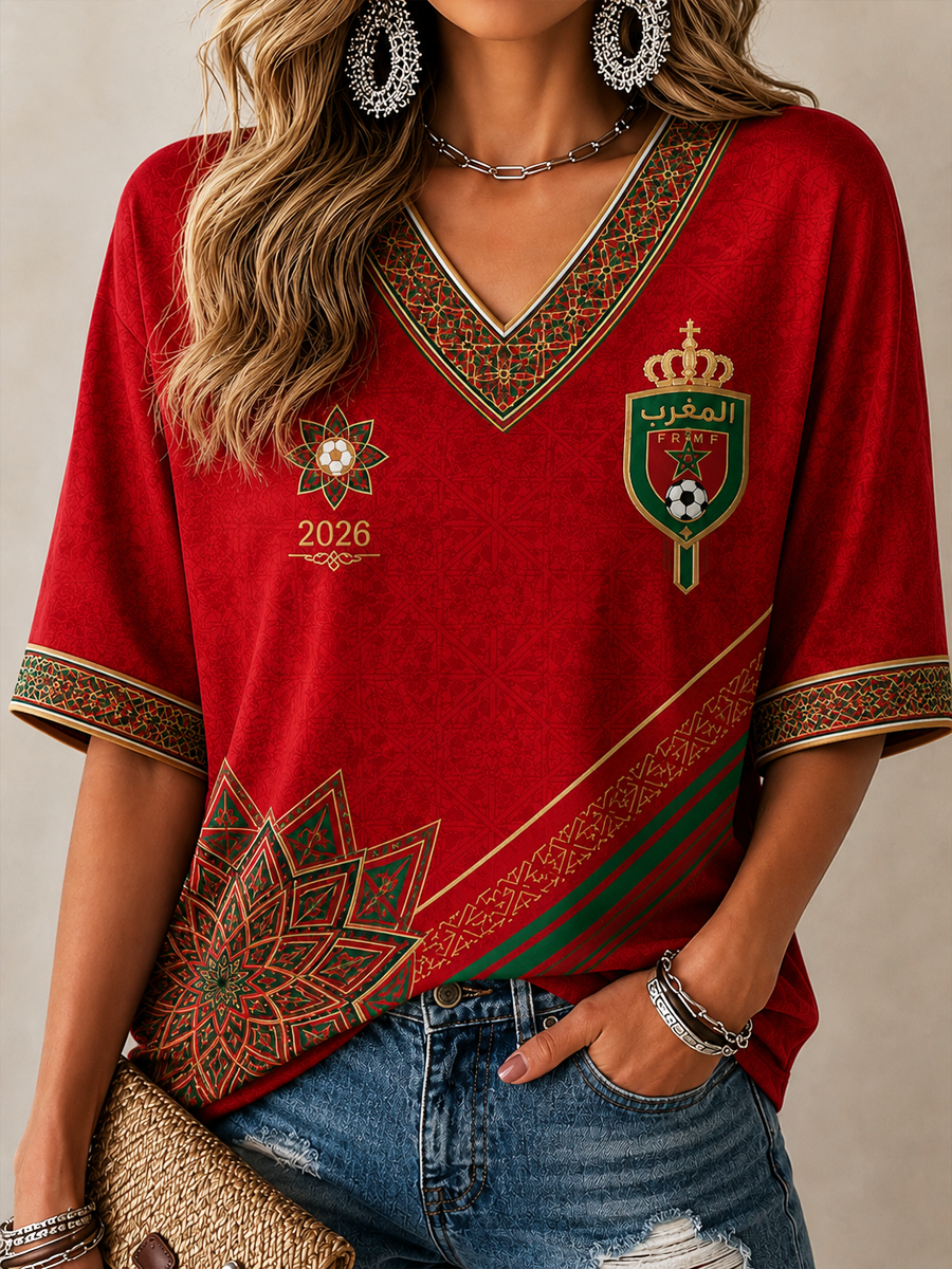 T-shirt à manches mi-longues imprimé MAROC pour femme