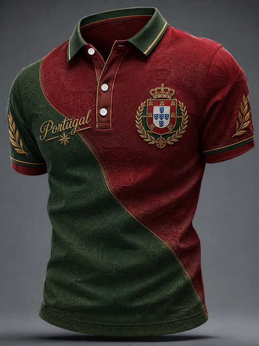 Haut décontracté pour homme à imprimé football portugais