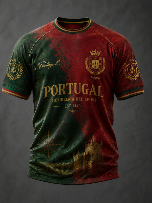 T-shirt décontracté à manches courtes pour homme, imprimé Football portugais