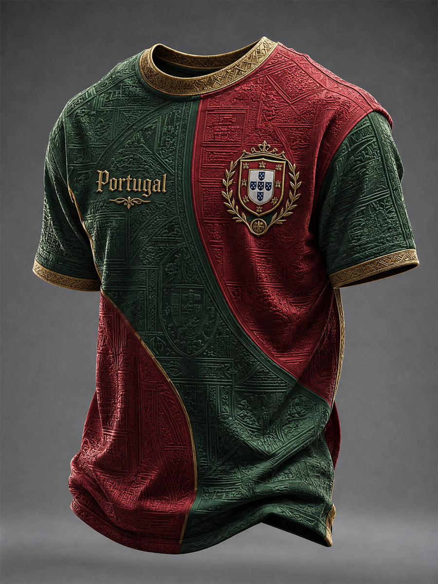 T-shirt imprimé portugais de football pour hommes