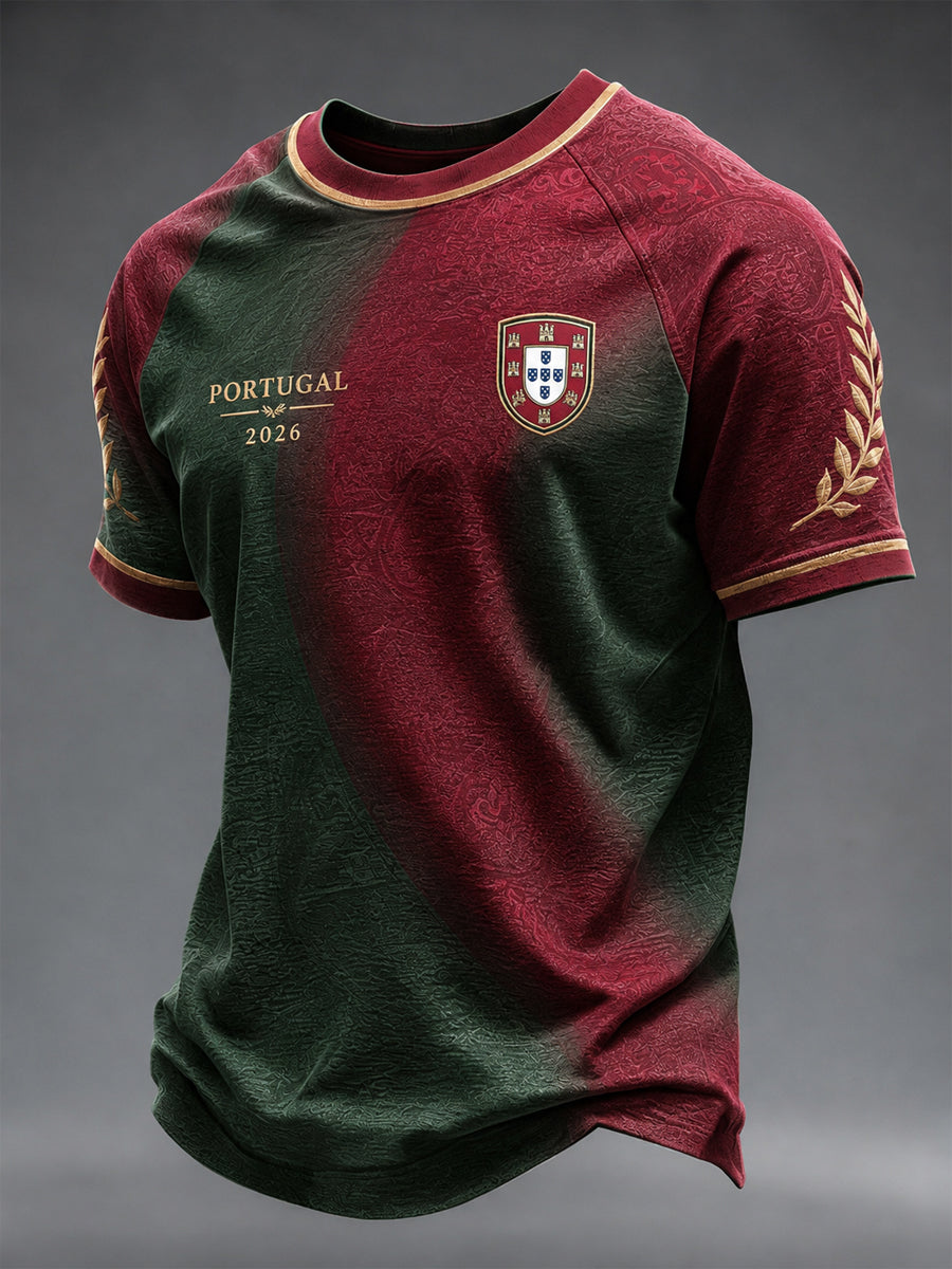 T-shirt portugais de football de V-cou des hommes