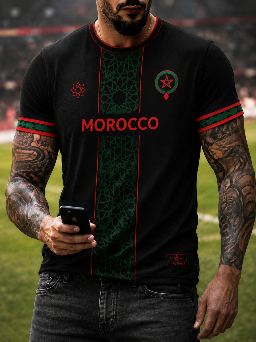 T-shirt homme imprimé Maroc à manches courtes