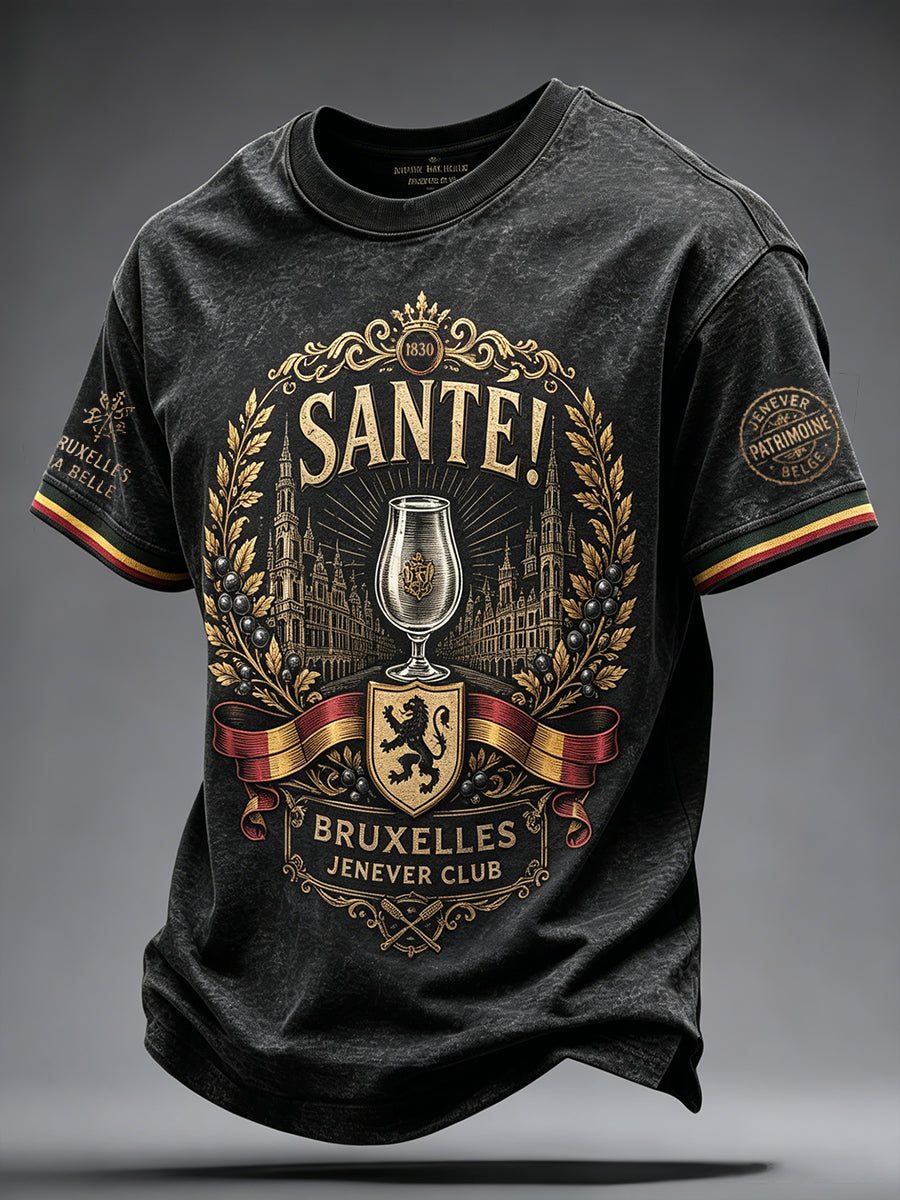 T-shirt pour la fête nationale de la Belgique, motif artistique à l’effigie de bières, pour hommes