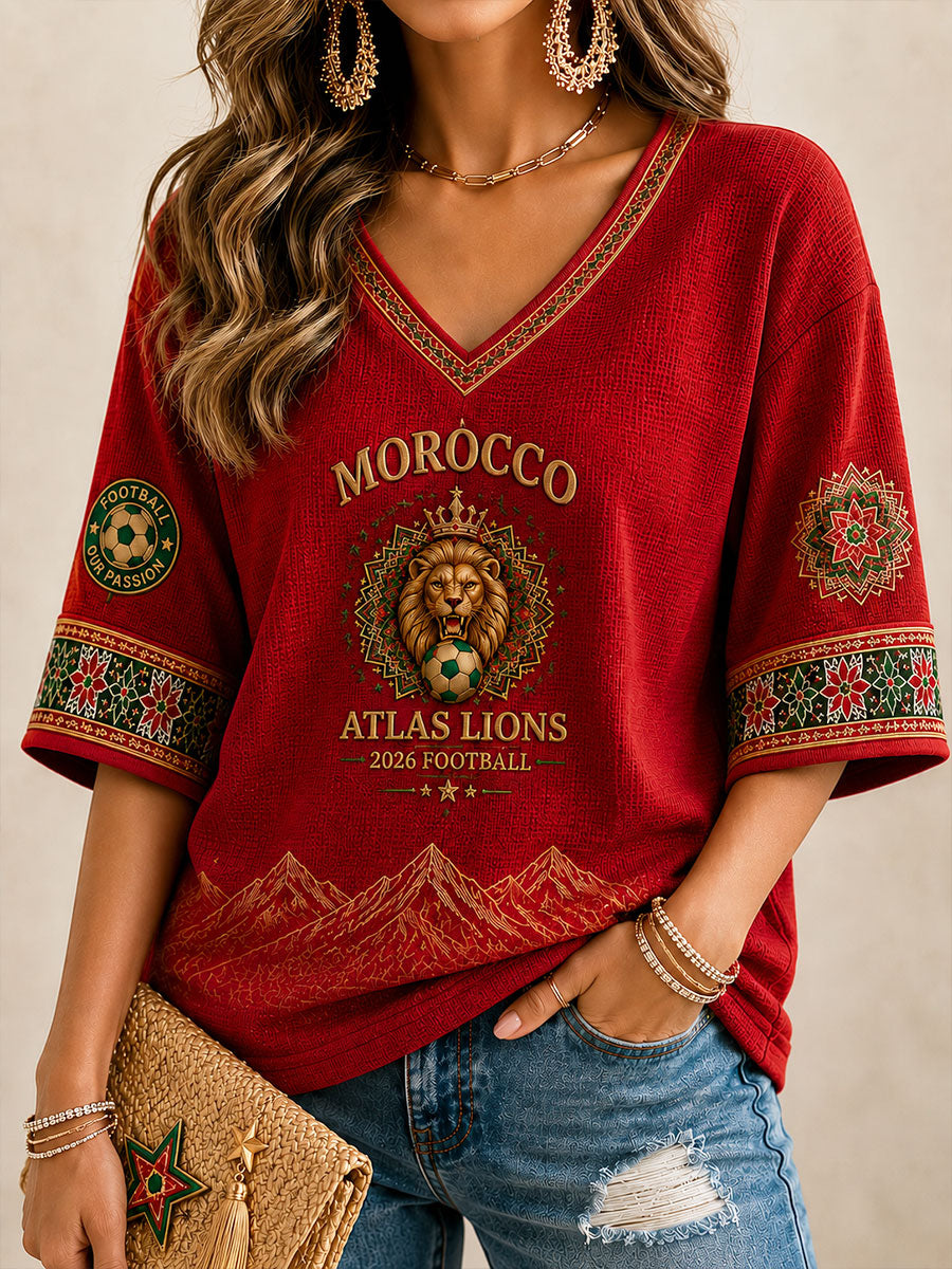 T-shirt waffle de football pour femmes 2026 Maroc