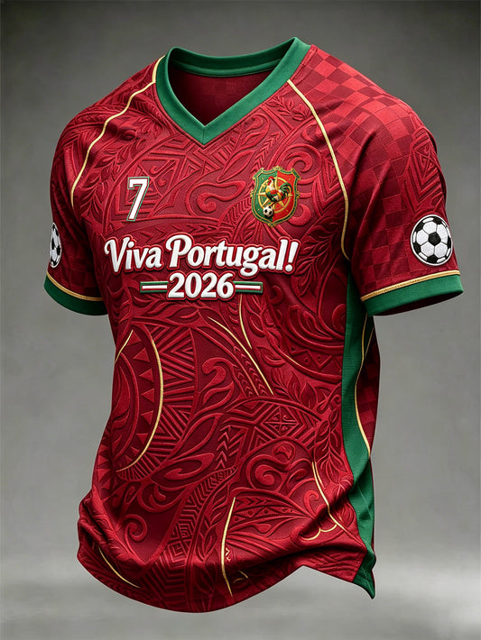 T-shirt de sport décontracté à imprimé végétal pour homme, style football