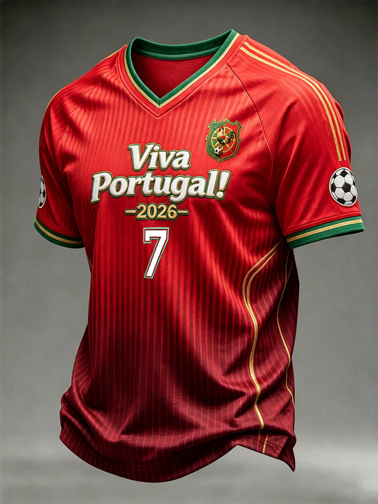 T-shirt de sport décontracté à imprimé végétal pour homme, style football