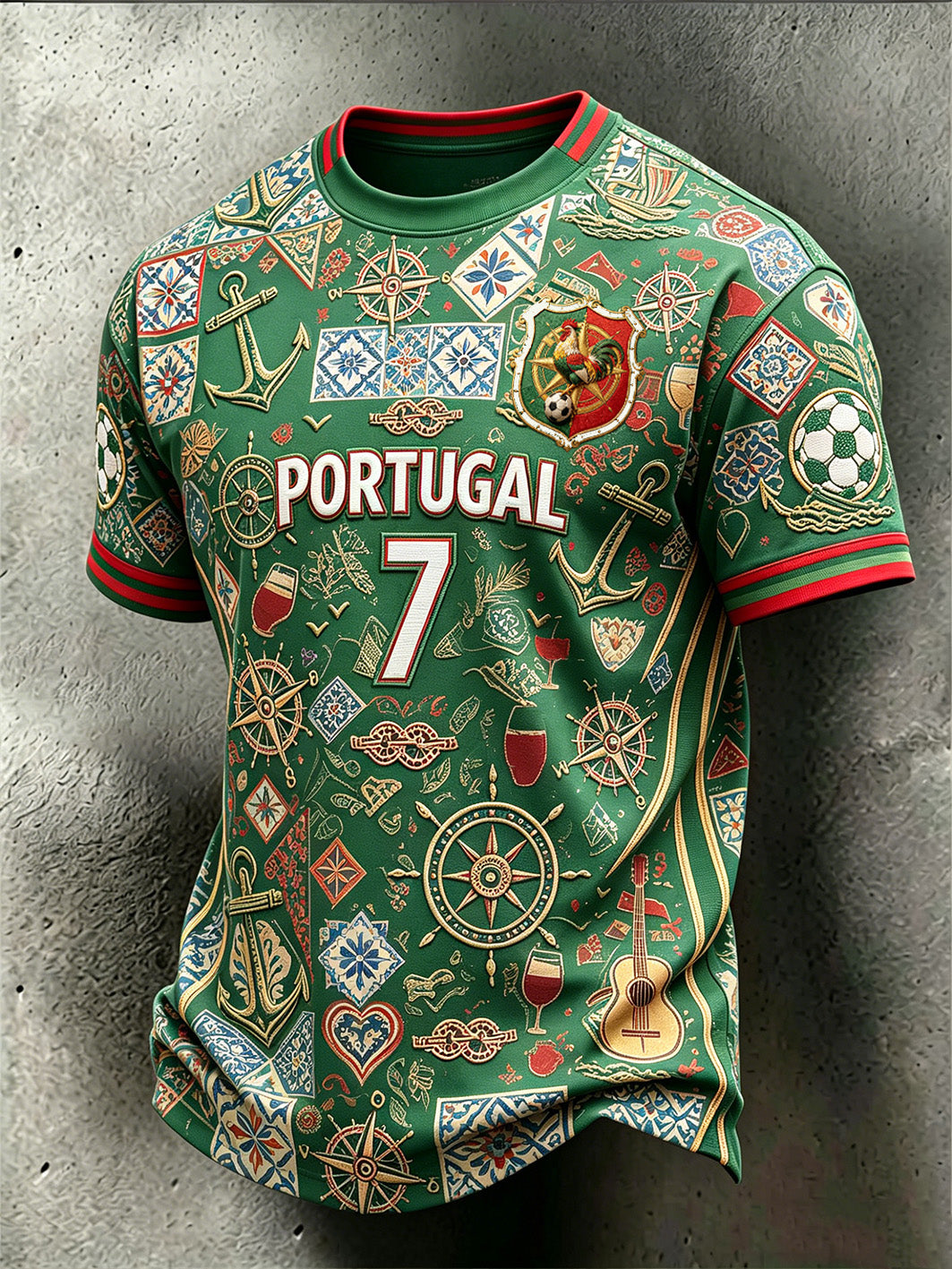 T-shirt décontracté imprimé à motif de voile élément de football pour hommes