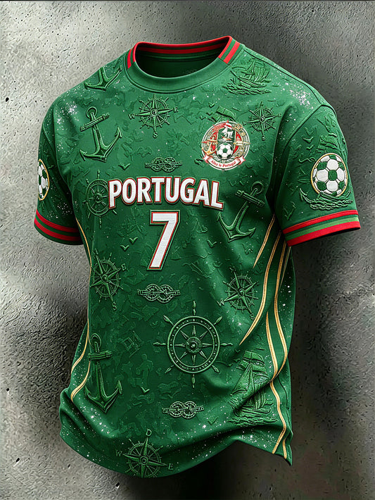 T-shirt décontracté pour homme à motif imprimé voiles et football