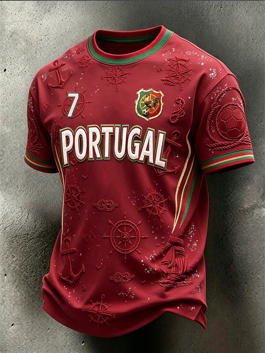 T-shirt décontracté pour homme à motif imprimé voiles et football