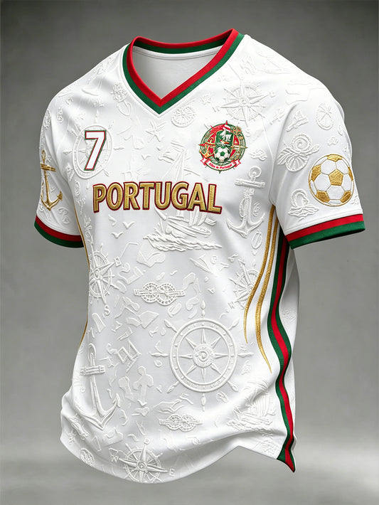 T-shirt décontracté pour homme à motif imprimé voiles et football