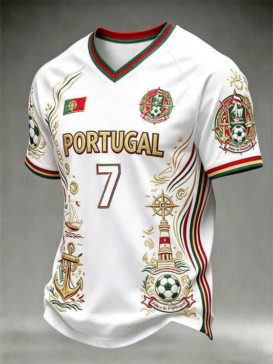 T-shirt décontracté pour homme à motif imprimé voiles et football