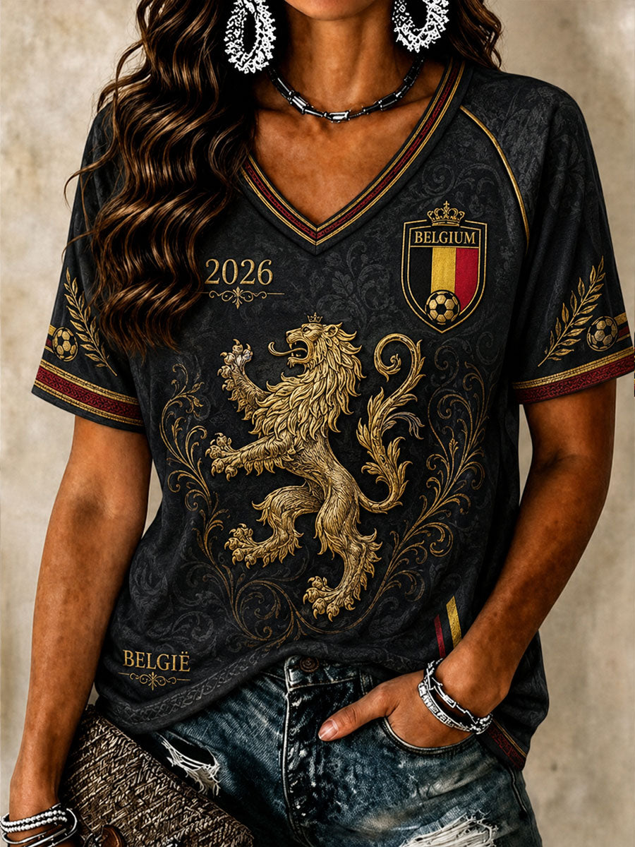 T-shirt col V de football pour femmes, Belgique