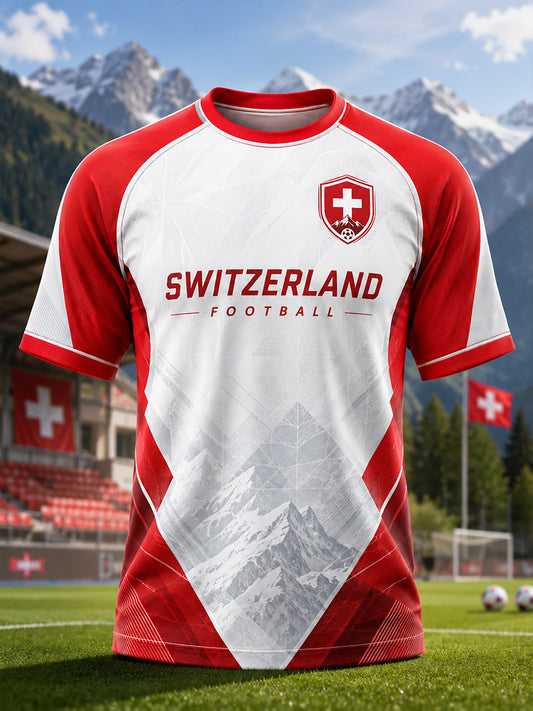 T-shirt sportif à manches raglan et manches courtes, imprimé sur le thème du football pour hommes