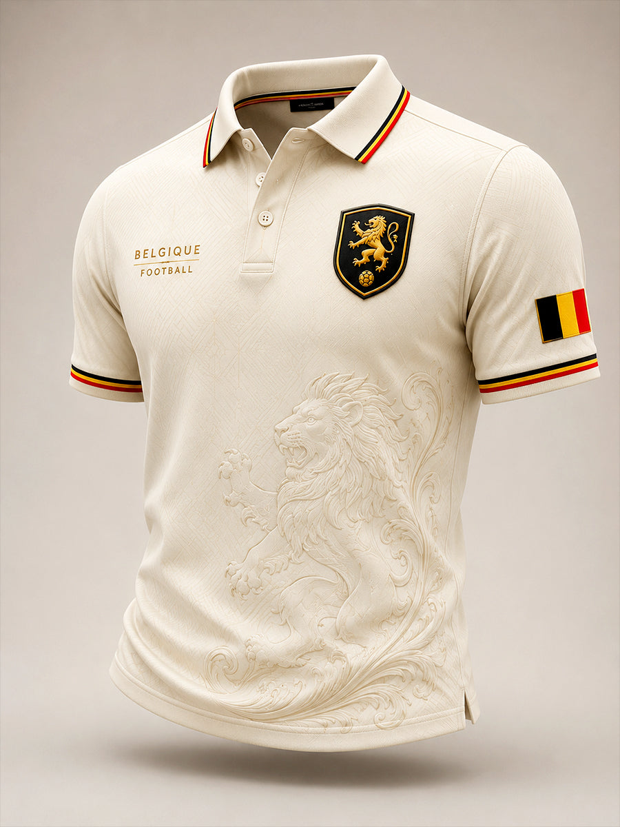 Maillot décontracté avec impression d’art fan de football belge rétro
