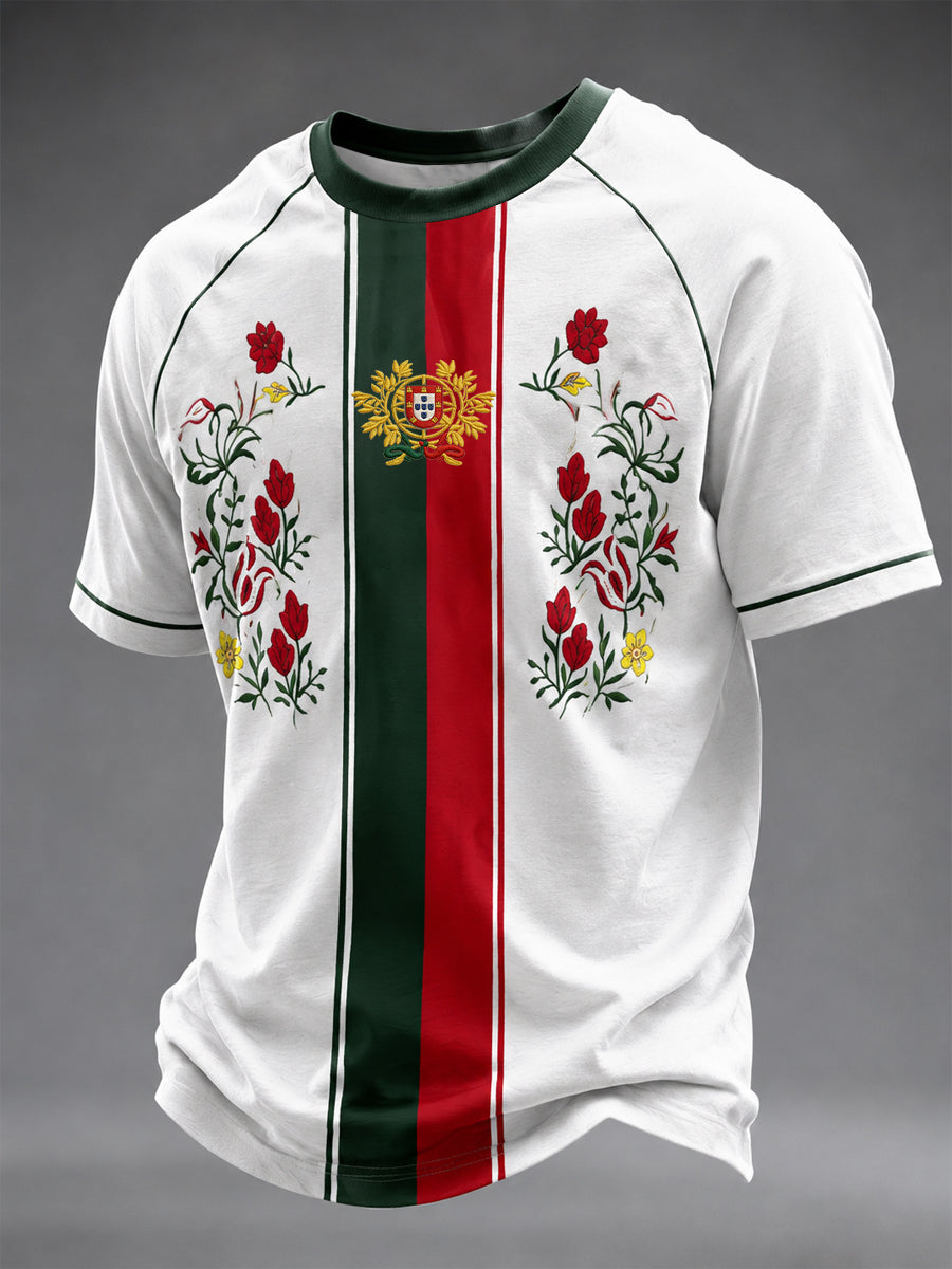 T-shirt décontracté à manches courtes pour homme, imprimé football portugais