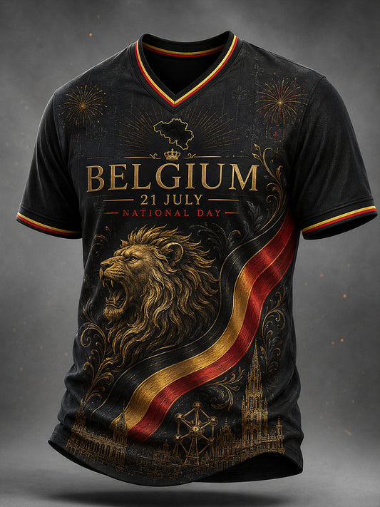 T-shirt à manches courtes sur le thème de la fête nationale pour hommes