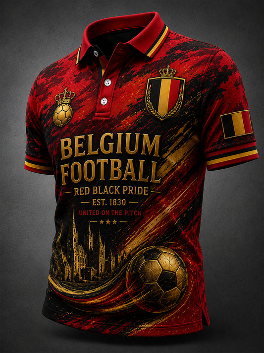 Polo à manches courtes pour homme avec imprimé footballistique