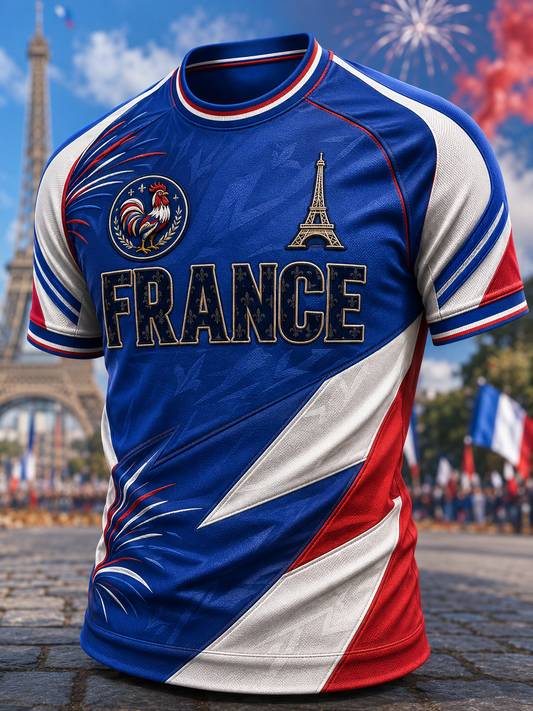 T-shirt manches courtes pour hommes de la fête nationale française