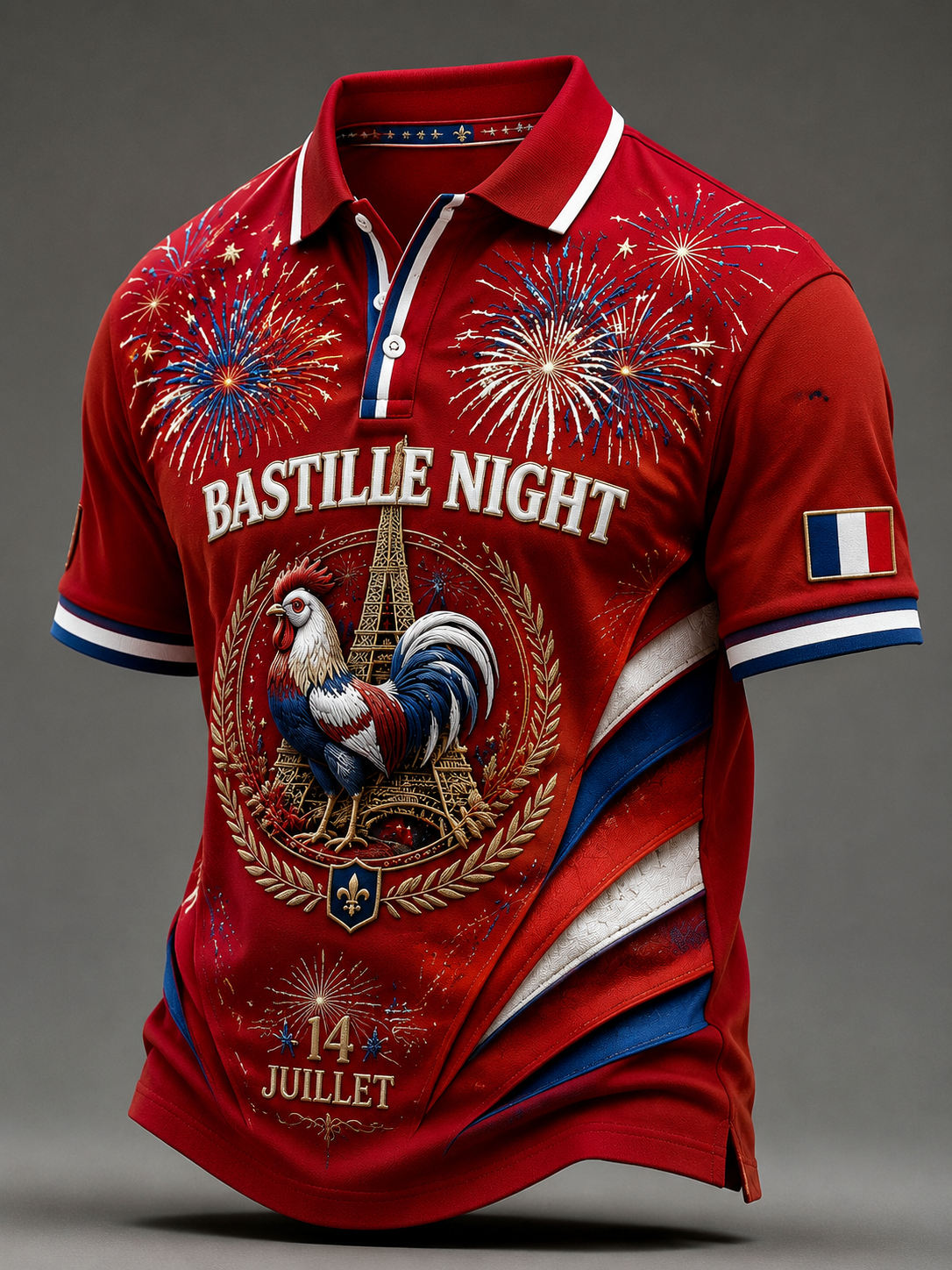 Chemise manches courtes French National Day Homme