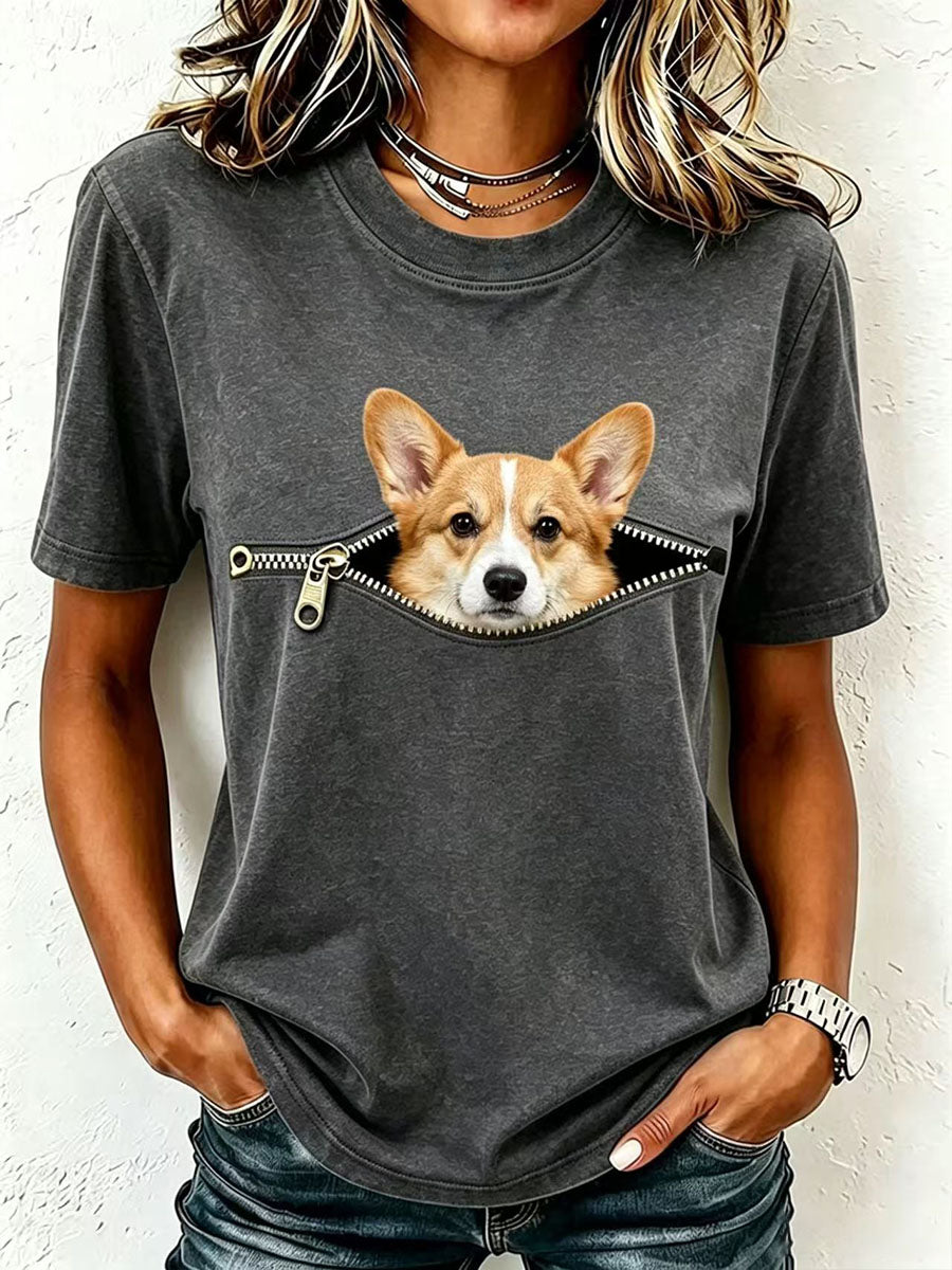 T-shirt féminin adorable Corgi